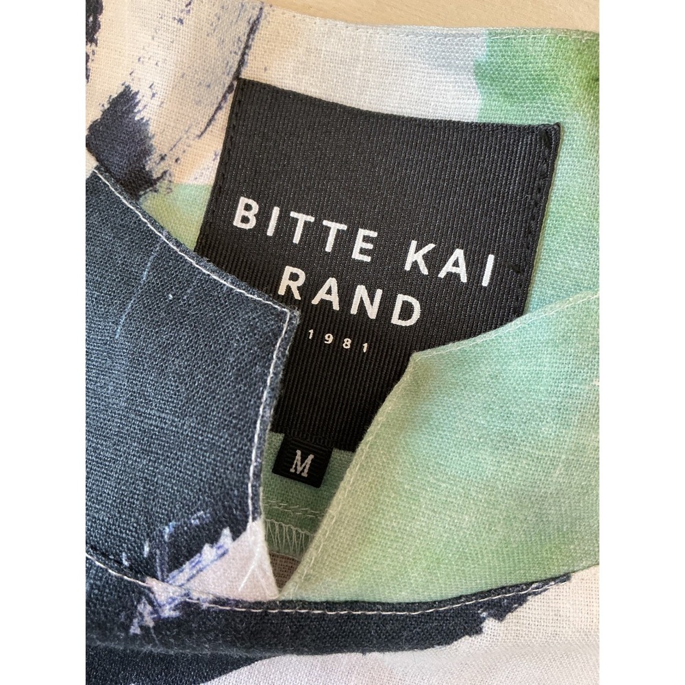 Bitte Kai Rand 100% Linen Abstract Print Shift Dress 3/4 Sleeve Pockets Size M - Picture 11 of 13